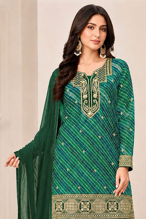 Green Embroidered Georgette Sharara Suit (ACB2482)