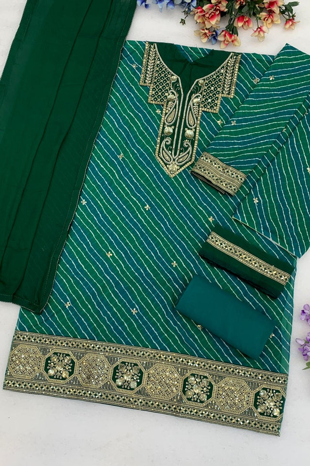 Green Embroidered Georgette Sharara Suit (ACB2482)
