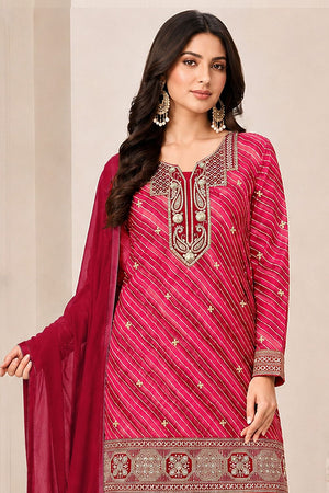 Red Embroidered Georgette Sharara Suit (ACB2483)