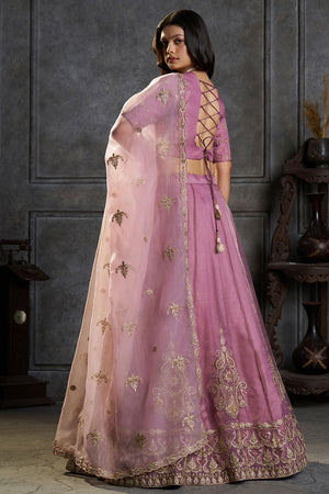 Purple Embroidered Organza Lehenga (ACB2484)