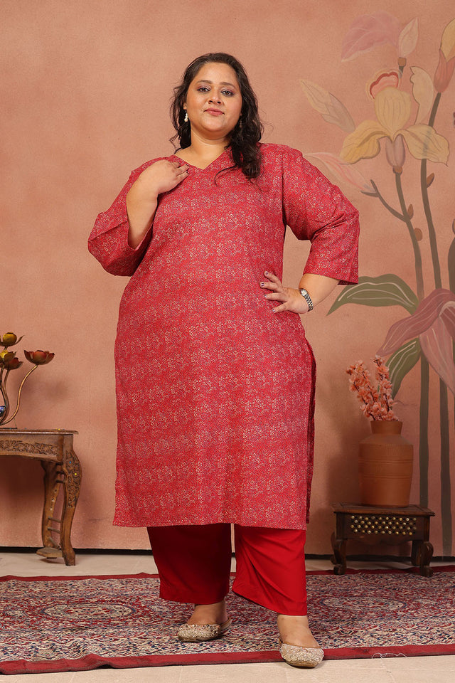 Maroon Floral Printed Cotton Long Kurti (ACB2574)