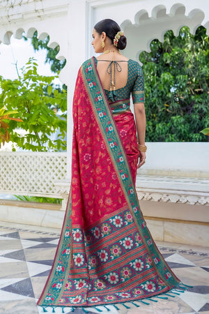 Pink Floral Woven Silk Saree (ACB2581)