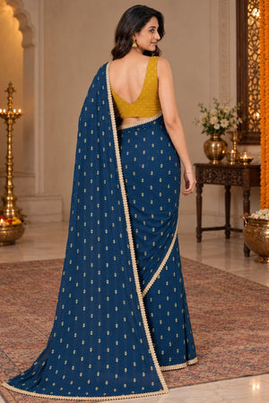 Turquoise Printed Georgette Ready To Wear Saree (ACB2634)