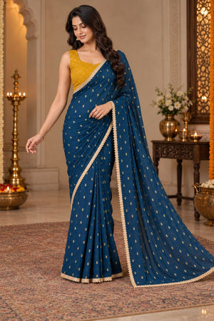 Turquoise Printed Georgette Ready To Wear Saree (ACB2634)
