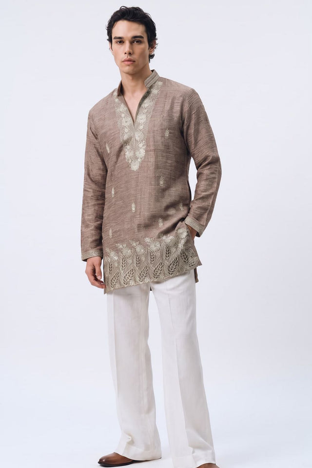 Lavender Floral Embroidered Tissue Kurta Set (ACB2659)