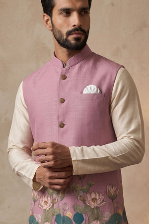Pink Floral Printed Linen Jacket (ACB2666)