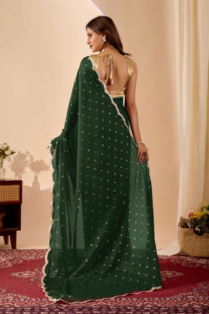 Green Printed Georgette Ready to Wear Saree (ACB2698)