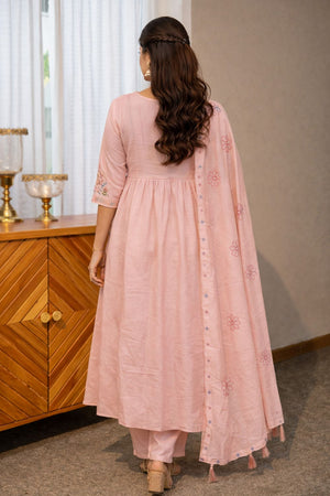 Light Pink Floral Embroidered Silk Anarkali Suit (ACB2720)