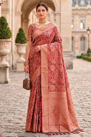 Pink Woven Banarasi Silk Saree (ACB2747)