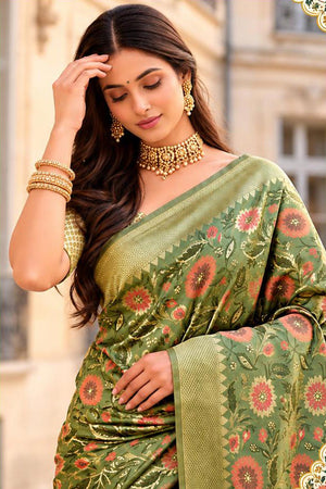 Green Woven Banarasi Silk Saree (ACB2748)