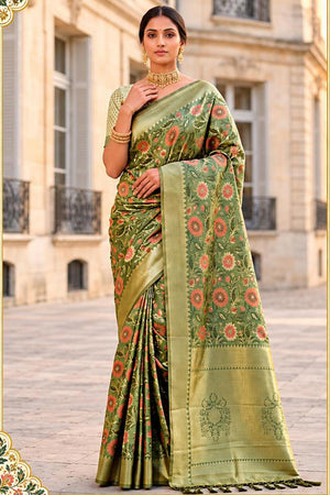 Green Woven Banarasi Silk Saree (ACB2748)