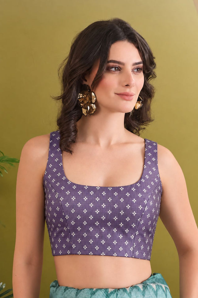 Purple Floral Printed Silk Blend Ready to Wear Saree (ACB2786)