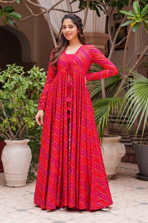 Pink Faux Georgette Digital Printed Indo-Western Suit Set