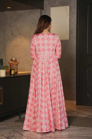 Pink Rayon Digital Printed Indo-Western Suit Set