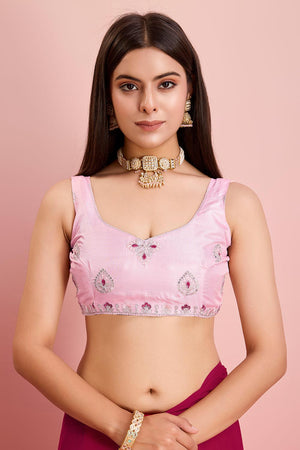 Pink Georgette Embroidered Saree (ACY6729)