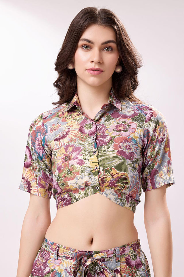 Multi Color Cotton Blend Printed Co-Ord Set (ACY6771)