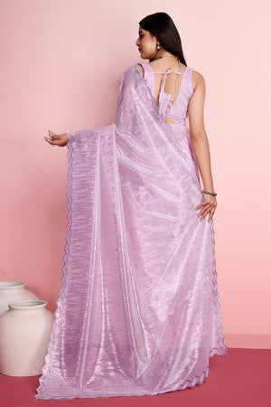 Purple Net Embroidered Saree (ACY6824)