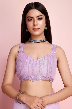 Purple Net Embroidered Saree (ACY6824)