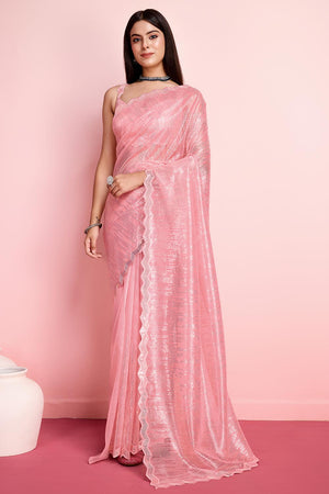 Rust Net Embroidered Saree (ACY6826)