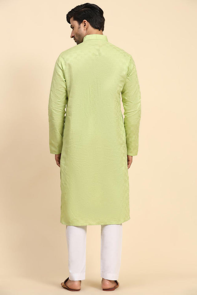 Pista Cotton Woven Long Kurta (ACY6852)