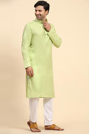 Pista Cotton Woven Long Kurta (ACY6852)