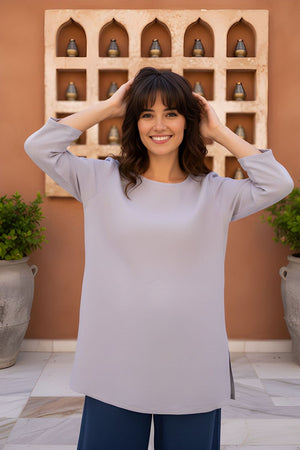 Grey Solid Rayon Short Kurti (ACY8196)