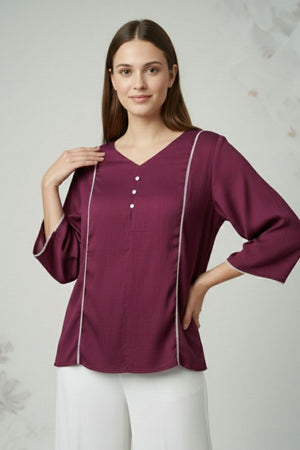 Purple Solid Silk Short Kurti (ACY8197)