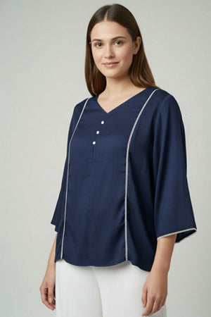 Blue Solid Silk Short Kurti (ACY8198)