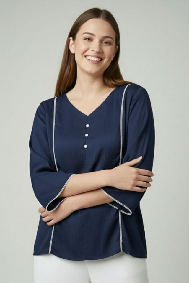 Blue Solid Silk Short Kurti (ACY8198)