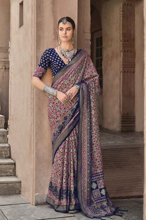 Blue Silk Printed Saree