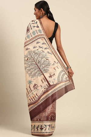 Red Printed Cotton Saree (ACZ4125)