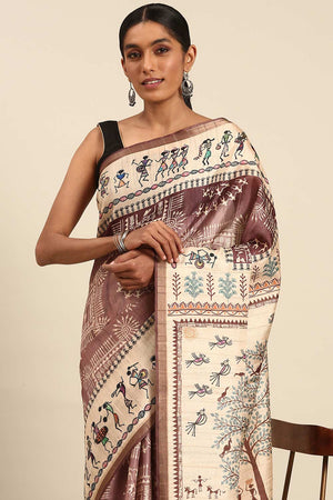 Red Printed Cotton Saree (ACZ4125)