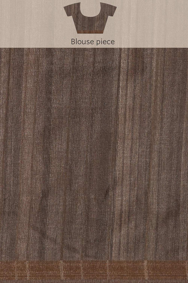 Brown Printed Cotton Saree (ACZ4127)