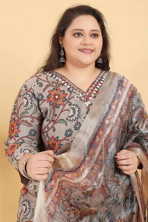 Orange Printed Viscose Kurti Pant Set