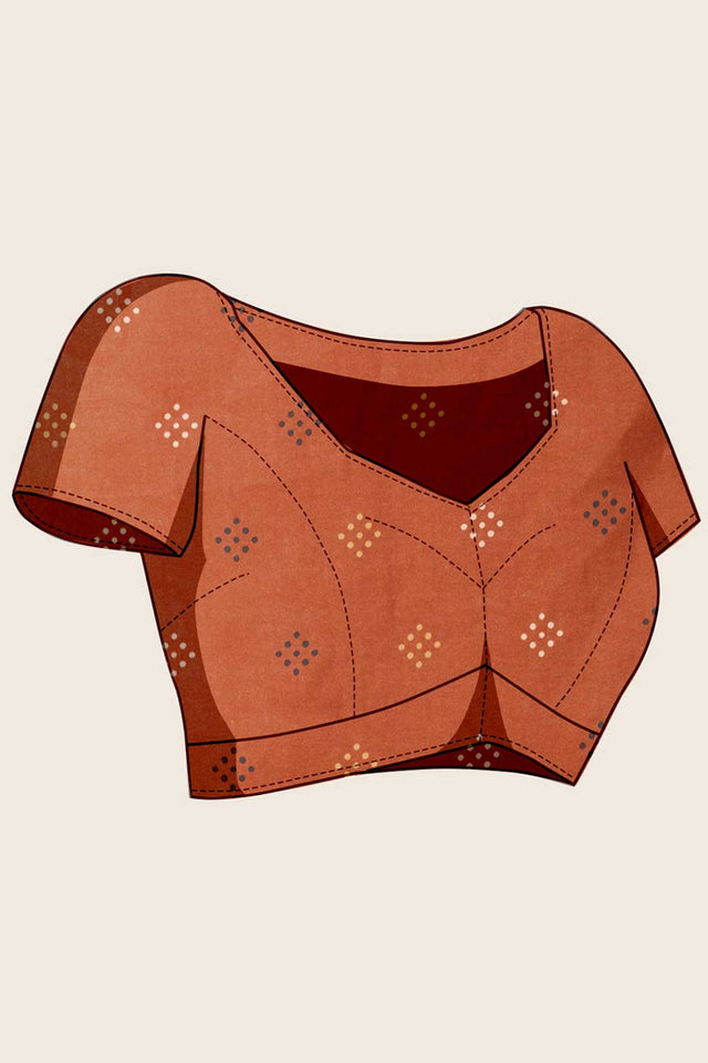 Orange Printed Muslin Saree