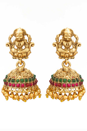 Gold Artificial Stone Brass & Copper Earring (ACZ4585)