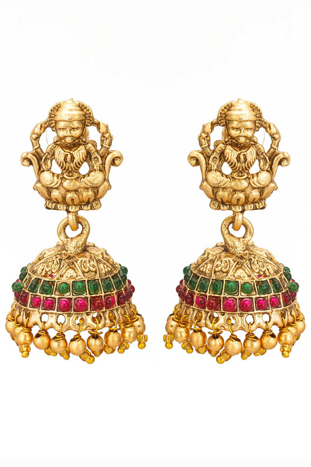 Gold Artificial Stone Brass & Copper Earring (ACZ4585)