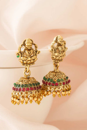 Gold Artificial Stone Brass & Copper Earring (ACZ4585)