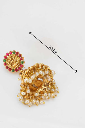 Gold Artificial Stone Brass & Copper Earring