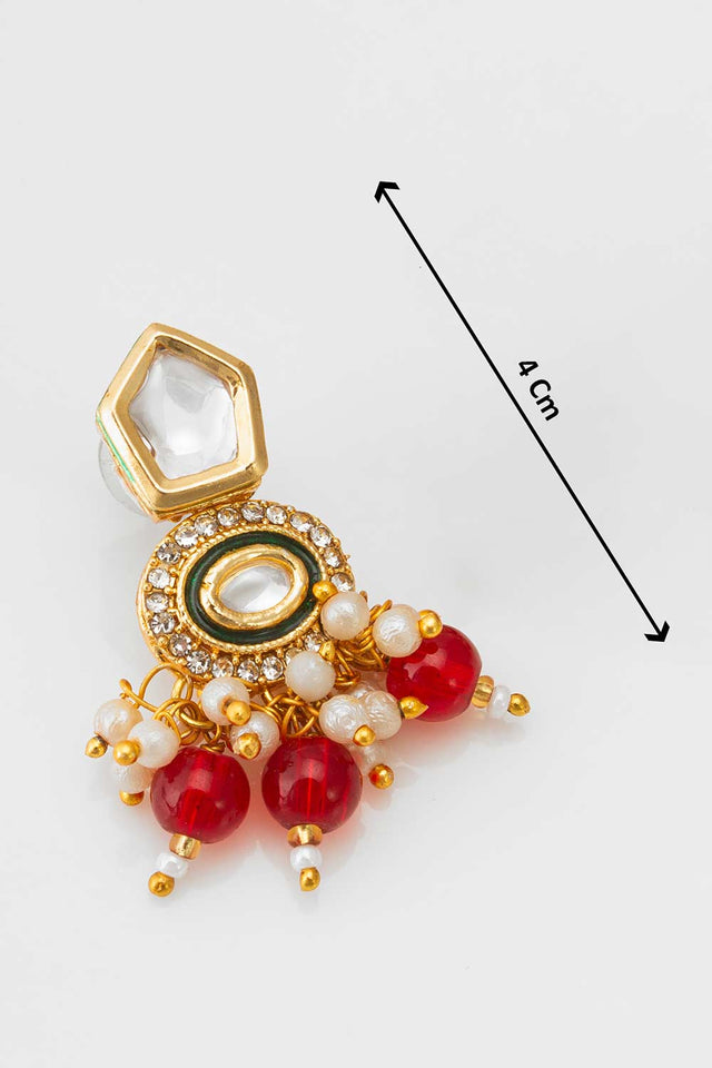 Red Artificial Pearl & kundan Brass Necklace (ACZ4594)