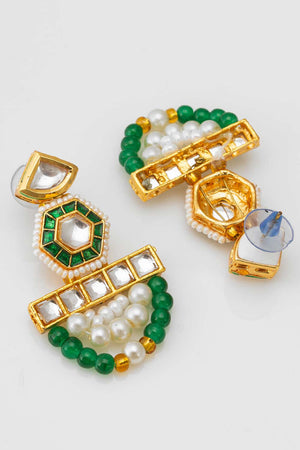 Green Artificial Pearl & kundan Brass Necklace (ACZ4595)