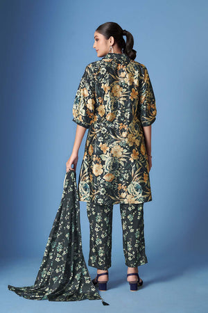 Black Floral Printed Crepe Co-Ord Set