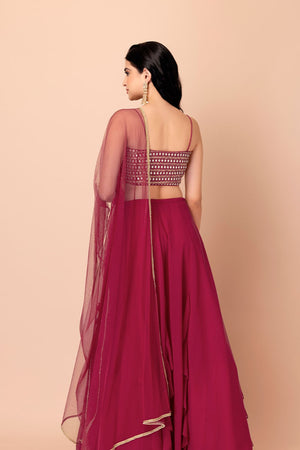 Pink Sequin Georgette Lehenga