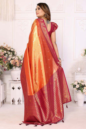 Orange Woven Tissue Saree