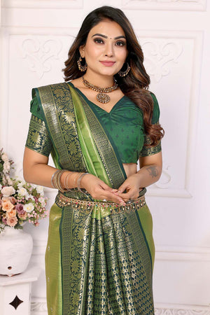 Green Woven Tissue Saree