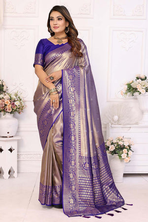 Violet Woven Tissue Saree