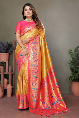 Mustard Woven Tissue Saree