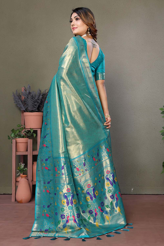 Grey Woven Tissue Saree