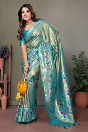 Grey Woven Tissue Saree