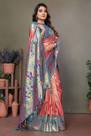 Red Woven Tissue Saree